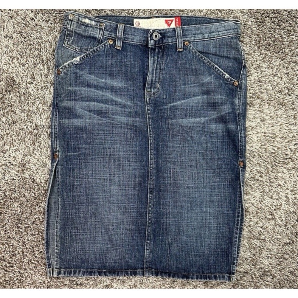 Guess Womens Medium High Waist Denim Pencil Skirt Medium Wash Blue Vtg Y2K